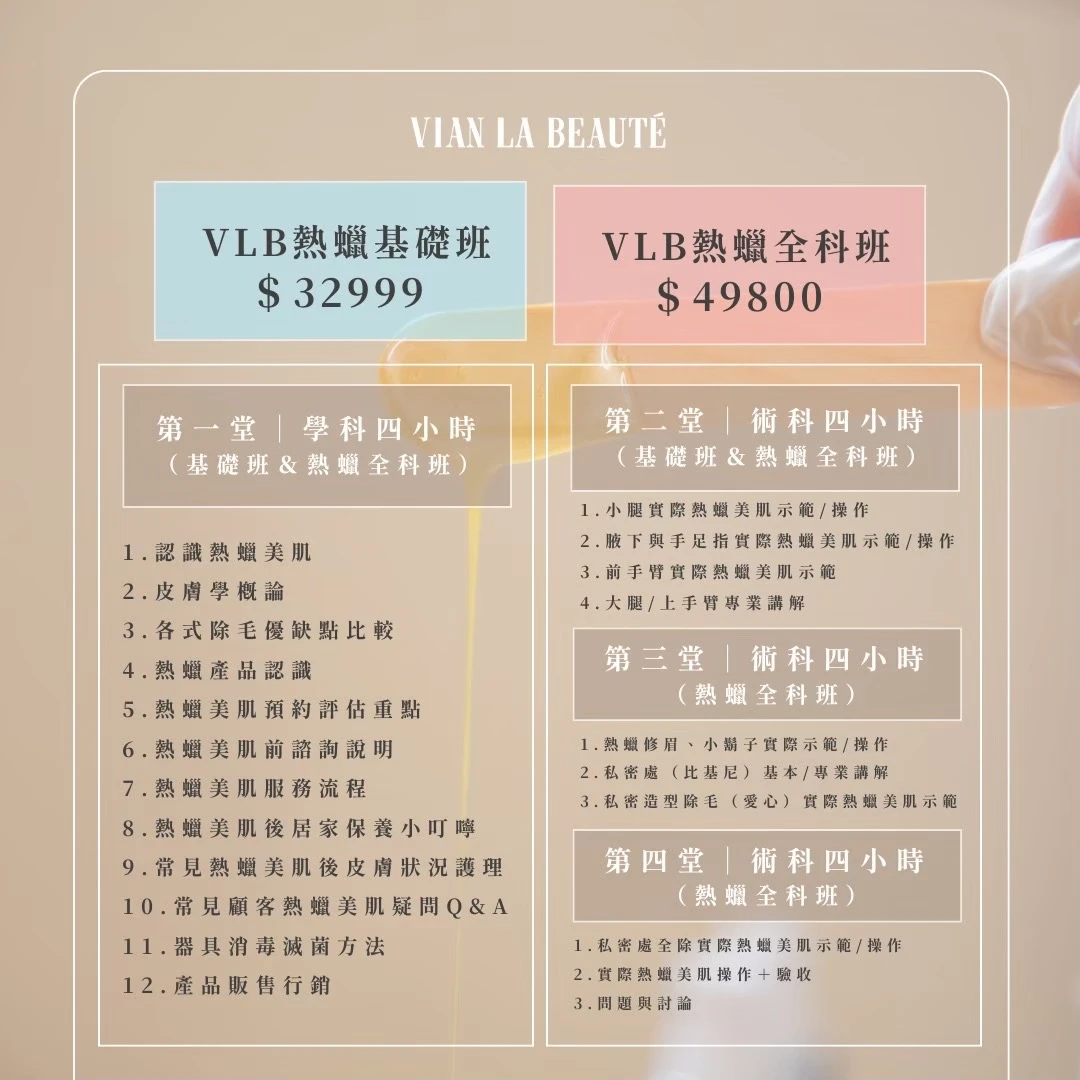 VLB熱蠟基礎班課程圖